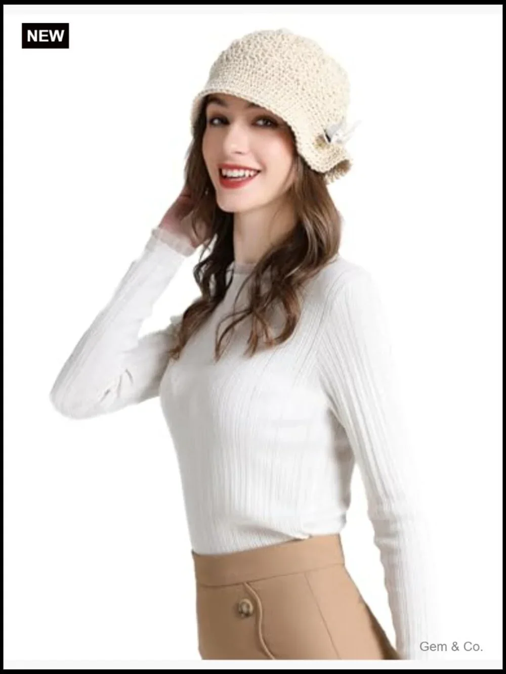 Crochet Bucket Hat Handmade Cotton Knit Cloche Bowler Women Winter